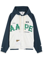 Aape College Colour-block Hooded Sweatshirt Blue