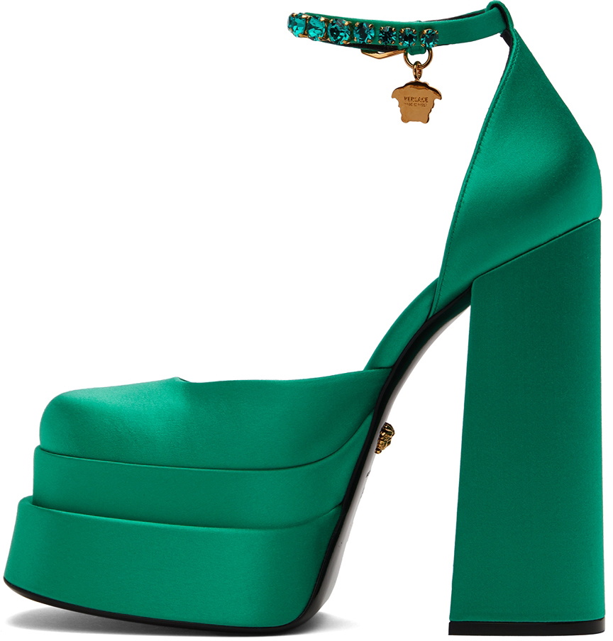 Versace Green Medusa Aevitas Platform Heels Versace