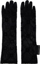 Marine Serre Black Recycled Mesh Flock Long Gloves