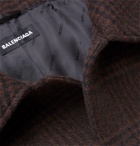 Balenciaga - Oversized Checked Wool-Blend Coat - Brown