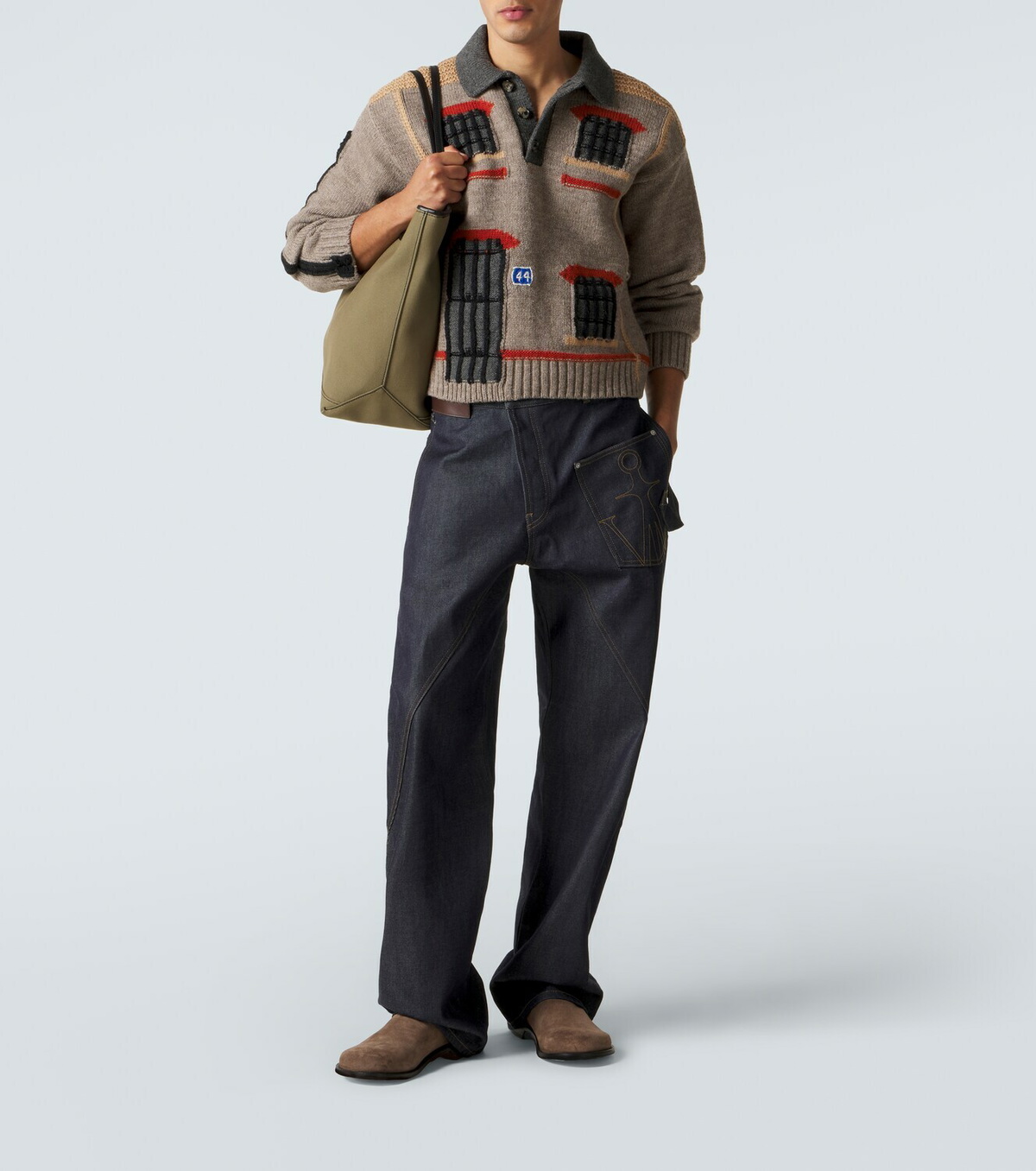 JW Anderson Embroidered wool polo sweater