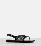 Alaïa Fishnet leather-trimmed thong sandals