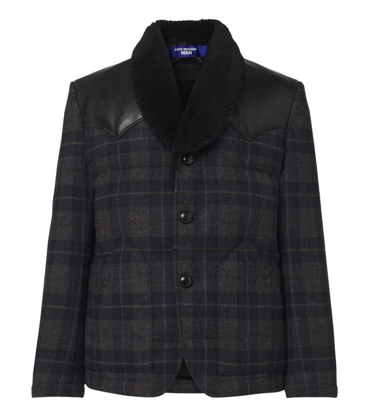 Photo: Junya Watanabe Leather-trimmed wool tweed down jacket