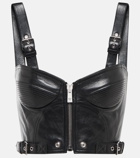 Versace - Medusa embellished leather bralette