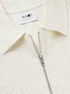 NN07 - Hansie Ribbed Cotton Half-Zip Polo Shirt - Neutrals