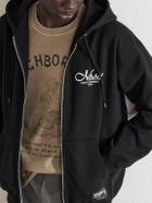 Neighborhood - Staple Logo-Print Cotton-Fleece Zip-Up Hoodie - Black