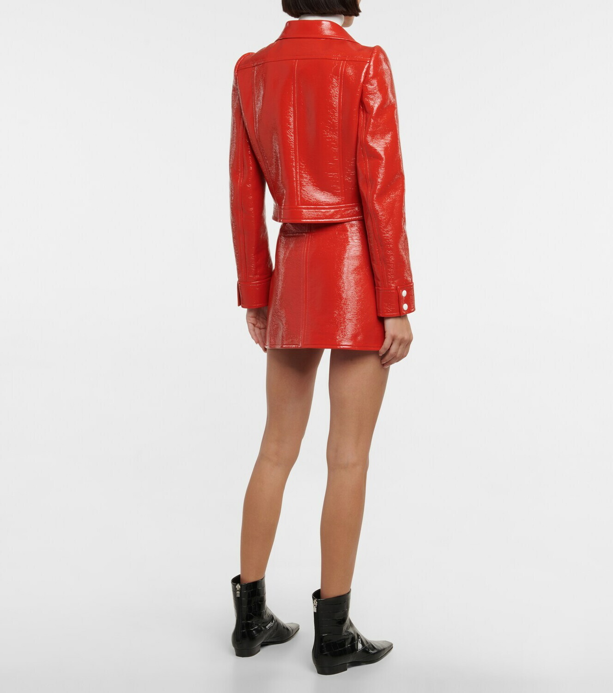 Courrèges Logo cropped faux leather jacket Courreges