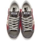 Golden Goose Red and Grey Suede Superstar Sneakers