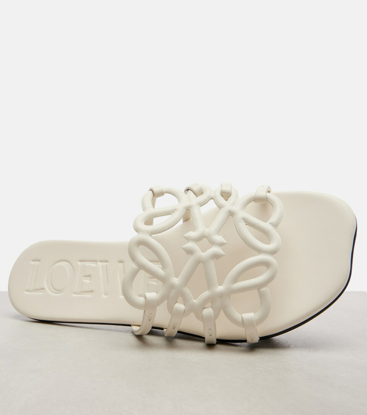 Loewe Petal Anagram leather slides