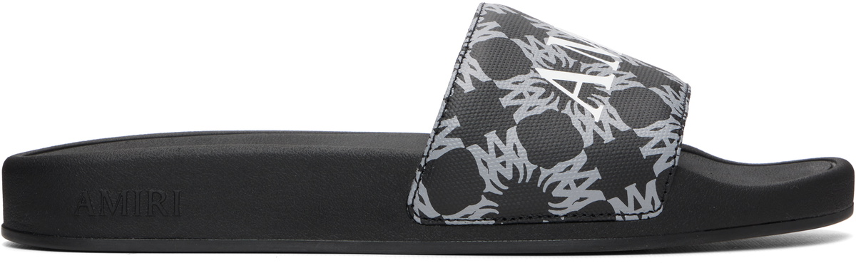 AMIRI Black MA Quad Canvas Pool Slides