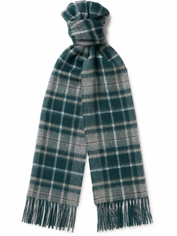 Photo: Johnstons of Elgin - Reversible Fringed Checked Cashmere Scarf