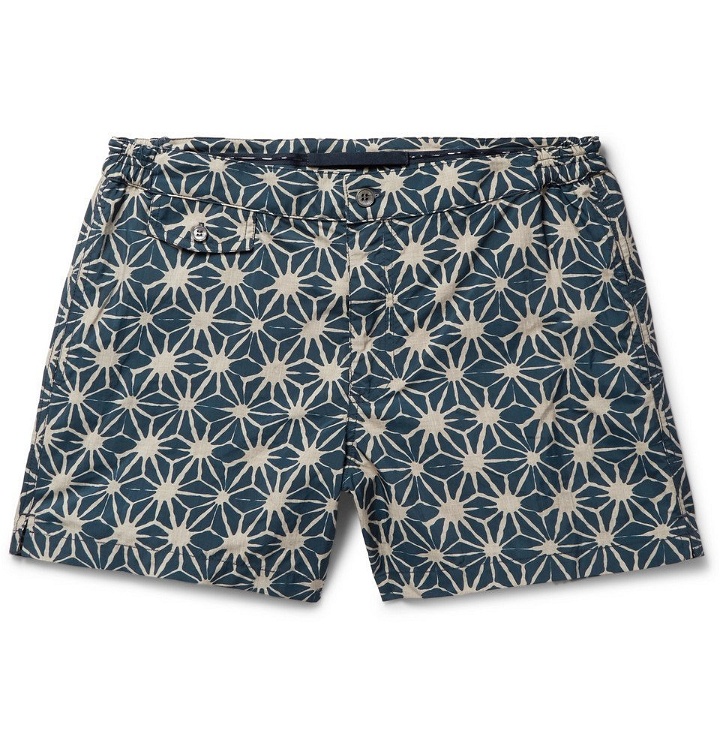Photo: Incotex - Slim-Fit Short-Length Printed Swim Shorts - Men - Storm blue