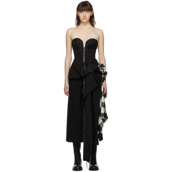 Yohji Yamamoto Black Front Lace-Up Bustier Yohji Yamamoto