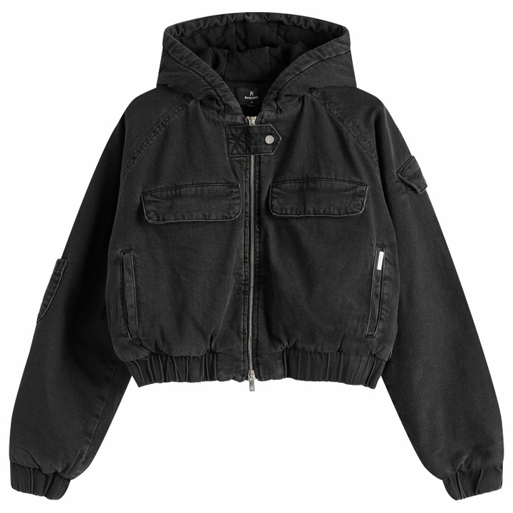 Photo: Represent Women's Crash Cropped Denim Jacket in Washed Black