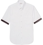 ALEXANDER MCQUEEN - Button-Down Collar Logo-Trimmed Stretch-Cotton Poplin Shirt - White