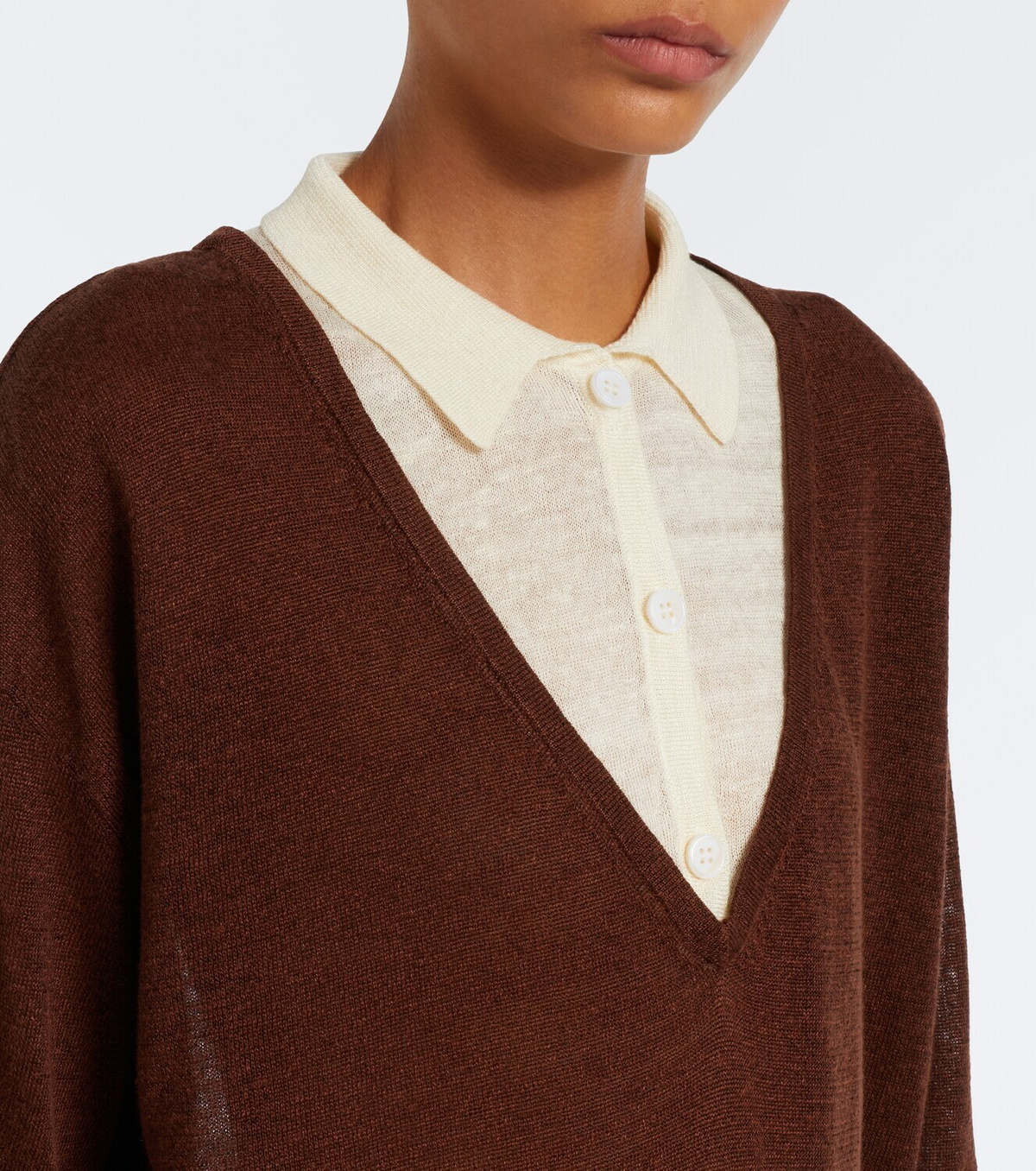 Aya Muse Eirae paneled linen-blend sweater