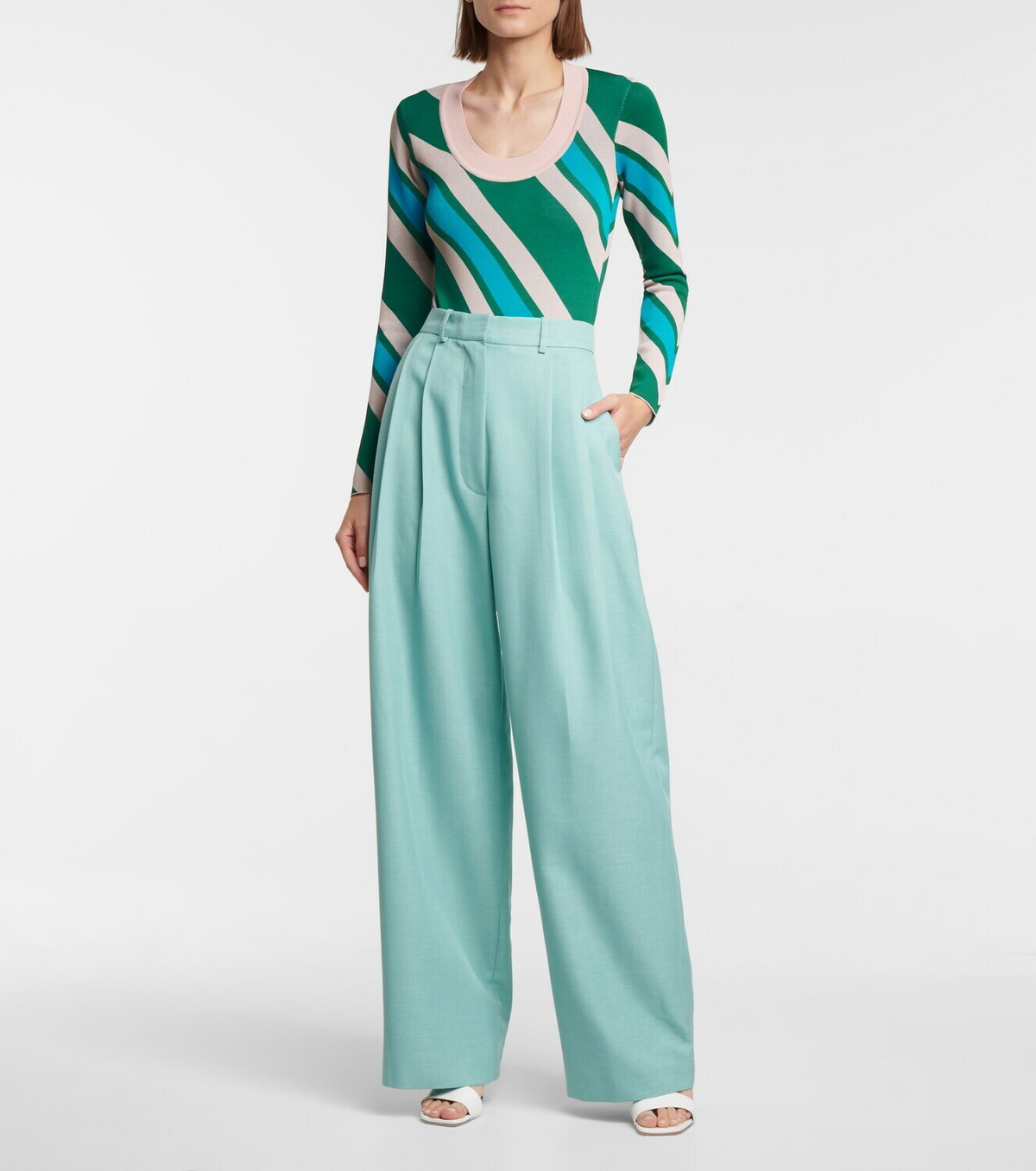 Dodo Bar Or High-rise wide-leg wool-blend pants