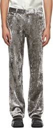 Martine Rose Grey Velvet Straight Trousers