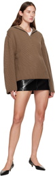 Courrèges Brown Ribbed Wool Trucker Sweater