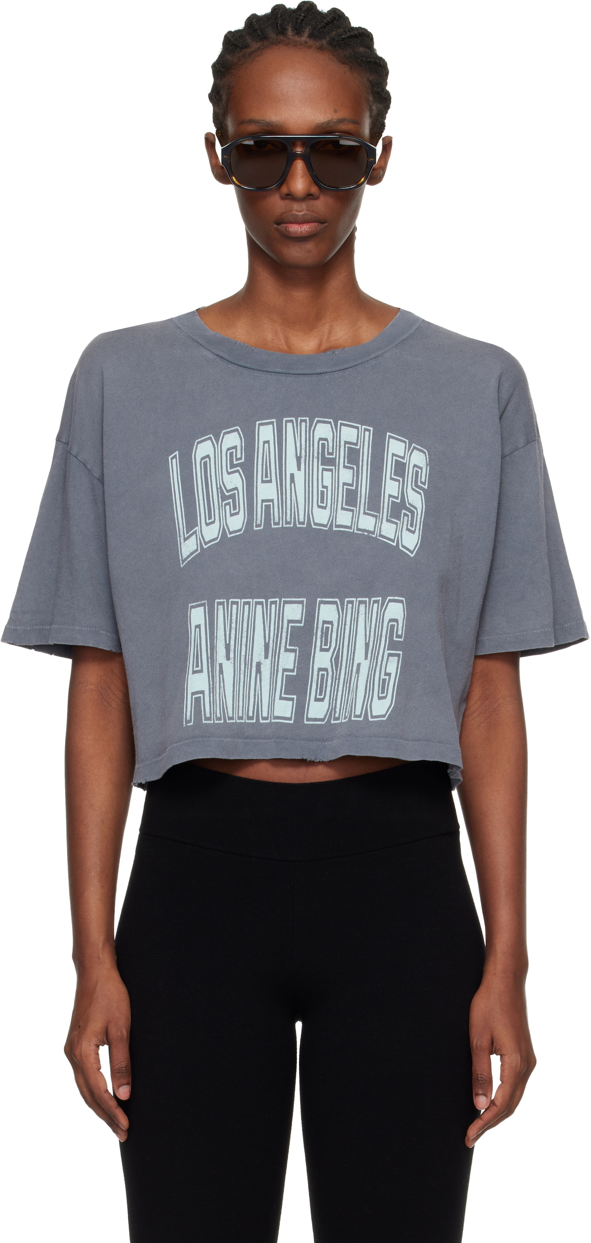 ANINE BING Gray Johnny Cropped T-shirt