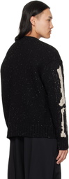 Khoki Black Needle Punched Knit Sweater