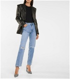Helmut Lang - Distressed high-rise straight jeans