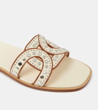 Tod's Raffia and leather slides