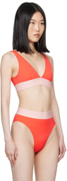 Versace Underwear Orange Greca Border Bikini Top