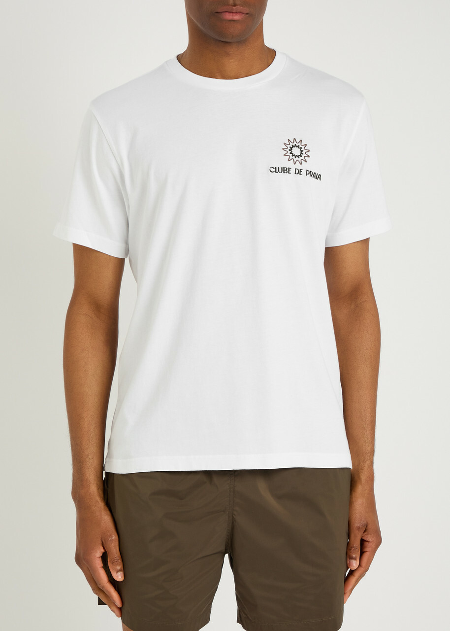 Frescobol carioca Dinis Embroidered Cotton T-shirt White
