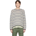 Loewe Off-White and Navy Wool Striped Sweater