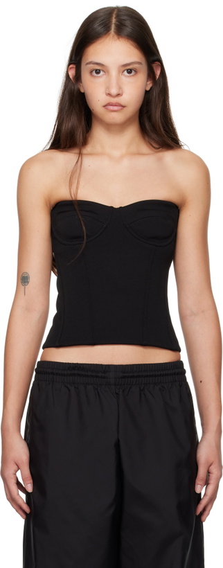 Photo: WARDROBE.NYC Black Semi Matte Bustier Tank Top