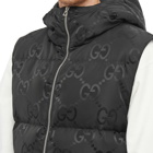 Gucci Men's GG Jaquard Hooded Down Vest in Black