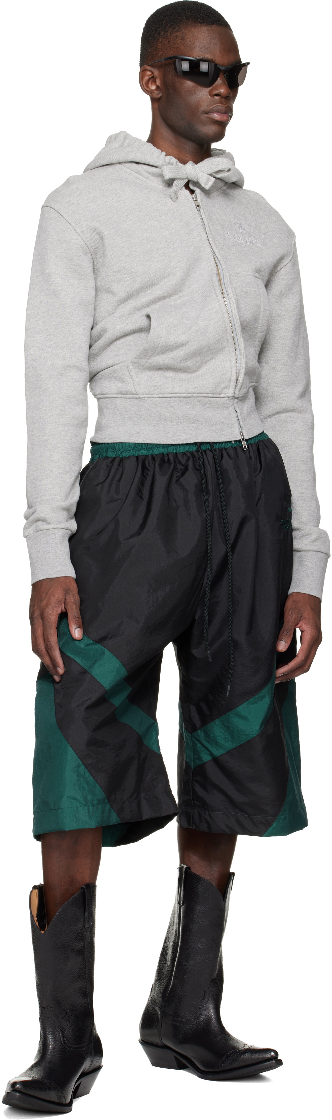 VAQUERA Black & Green Windbreaker Shorts