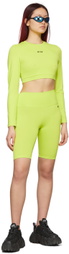 MSGM Green Micro Logo Bike Shorts