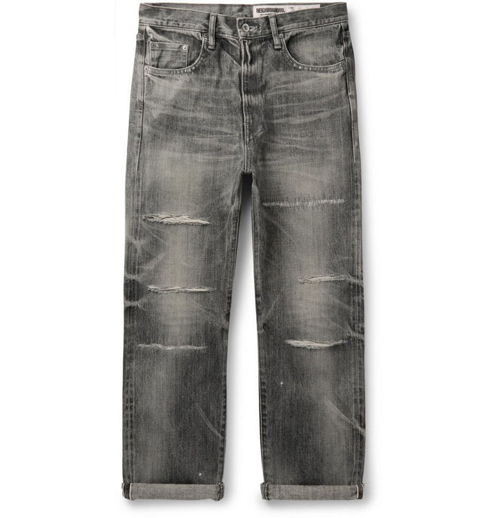 Photo: Neighborhood - Claw Distressed Selvedge Denim Jeans - Gray
