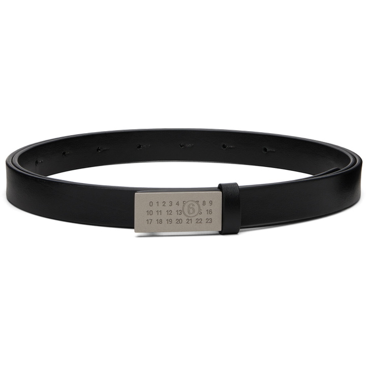 Photo: MM6 Maison Margiela Black Numeric Mini Calf Leather Belt