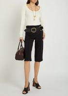 Chloe Logo-appliquéd Cotton Henley top Off White