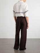 Kartik Research - Rabari Embroidered Straight-Leg Linen Suit Trousers - Brown