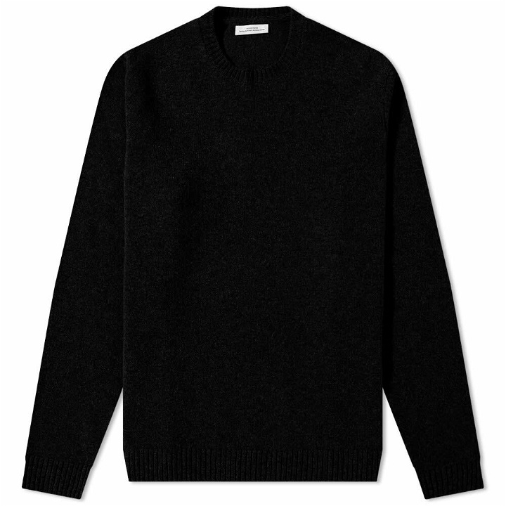 Photo: Wood Wood Men's Beckett Brushed Lambswool Crew Knit in Black