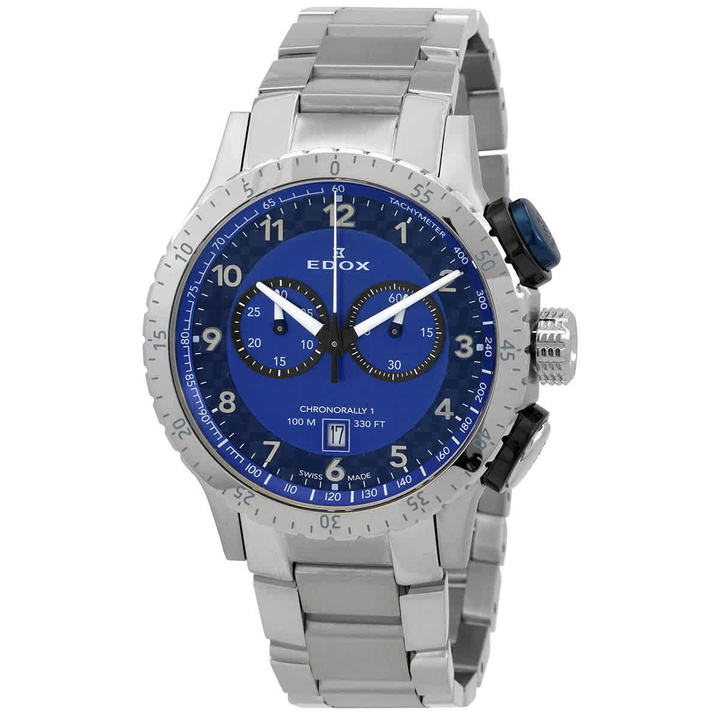 Photo: Edox Chronorally 1 Chronograph Quartz Blue Dial Mens Watch 10114 3NBU BU
