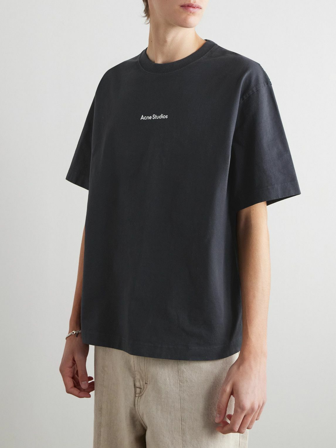 【関送無料】 Acne Studios Exford 1996 ロゴ Tシャツ Acne Studios Exford 1996 Mélange Distressed Logo Cotton