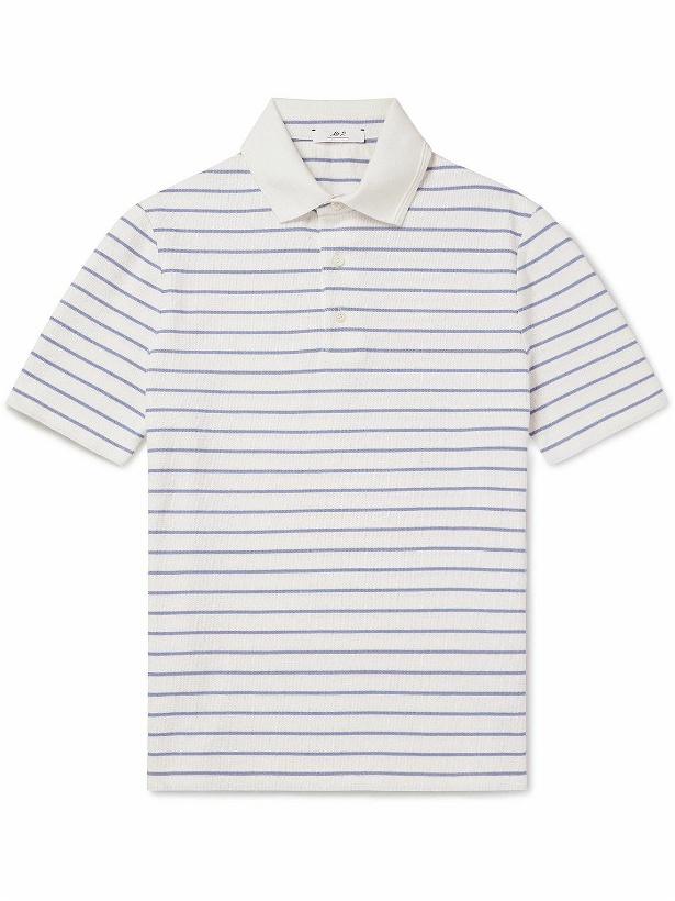 Photo: Mr P. - Golf Striped Organic Cotton-Piqué Polo Shirt - White
