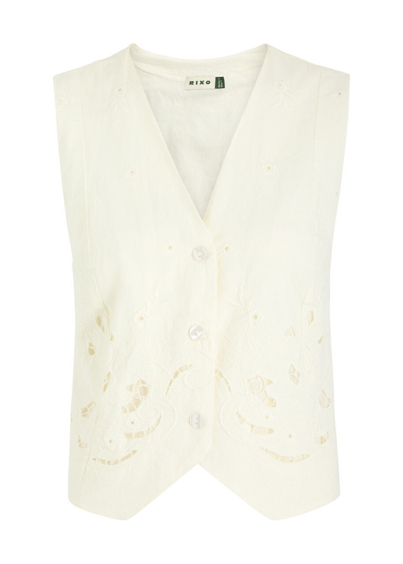 Photo: Rixo Norah Broderie-anglaise Cotton-blend Waistcoat Ivory
