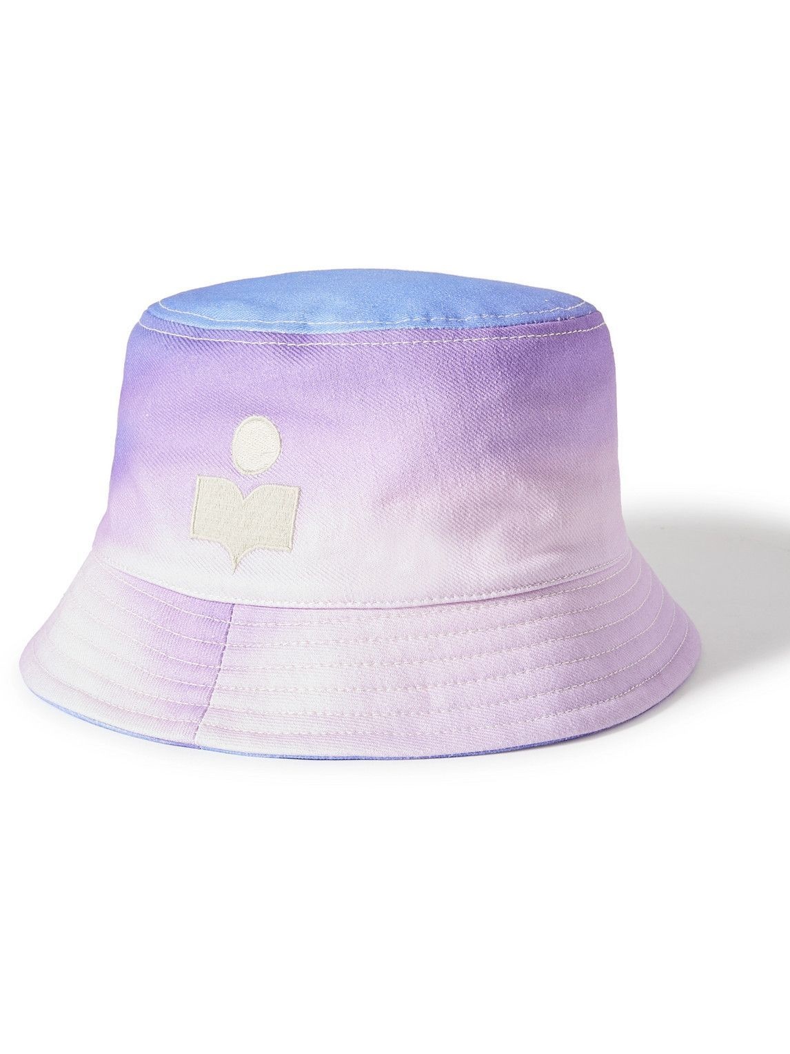 Photo: Isabel Marant - Haleyh Logo-Embroidered Tie-Dyed Cotton-Twill Bucket Hat - Purple