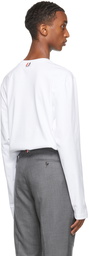 Thom Browne White Gusset RWB Tipping Stripe Long Sleeve T-Shirt