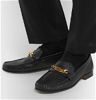 Versace - Antares Chain-Trimmed Textured-Leather Loafers - Black