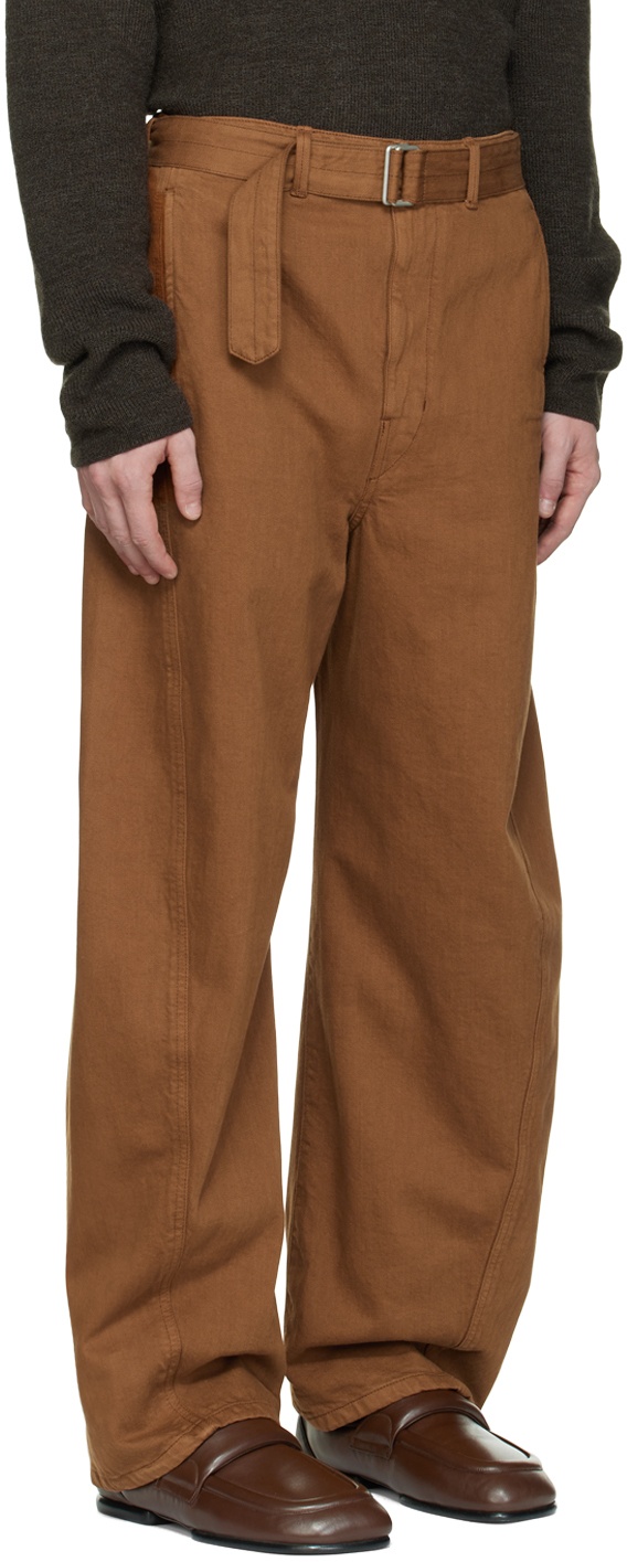 Lemaire Brown Twisted Belted Trousers Lemaire