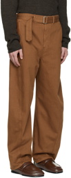 Lemaire Brown Twisted Belted Trousers