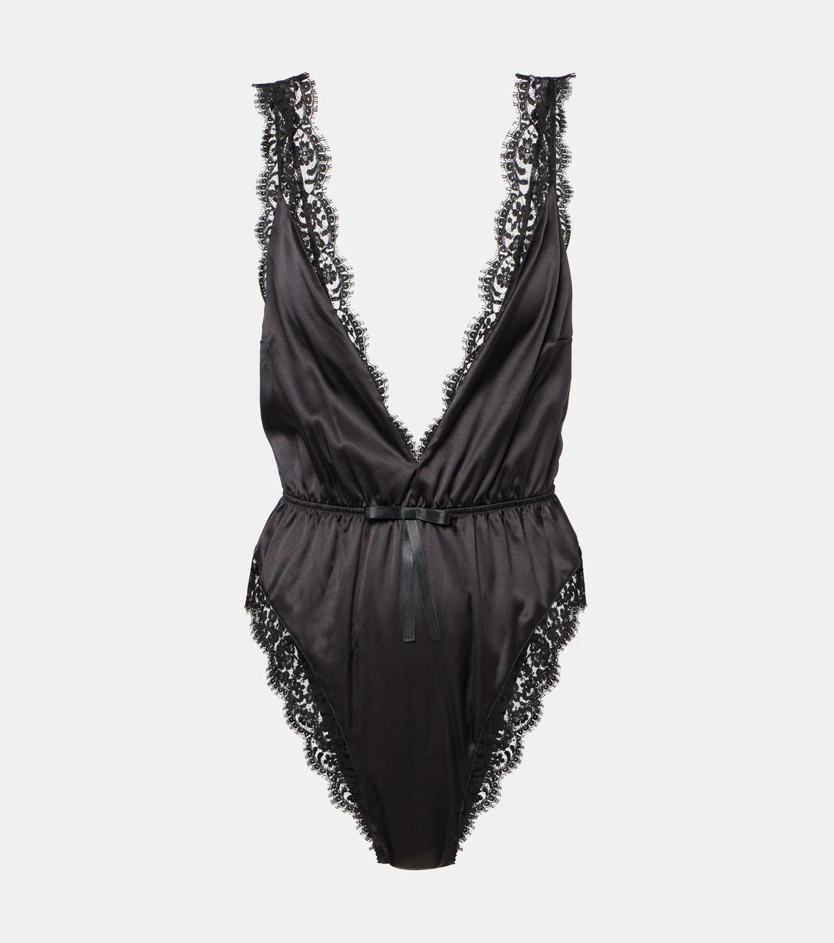 Dolce&Gabbana Lace-trimmed silk-blend satin bodysuit
