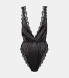 Dolce&Gabbana Lace-trimmed silk-blend satin bodysuit